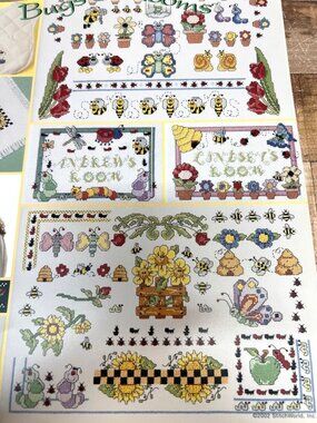 Bugs & Blooms Cross Stitch Pattern Book By 60+ Easy Designs Floral & Bug Themes